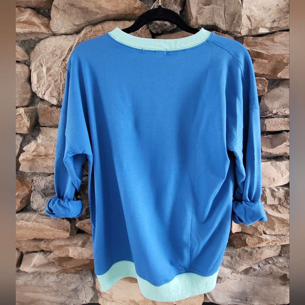 Oversized Blue Colorblock Sweatshirt NWT - Picture 5 of 8